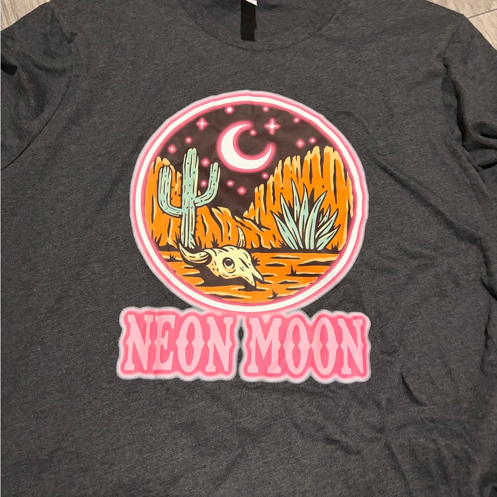 Bella Canvas Charcoal Tee with Pink Graphic